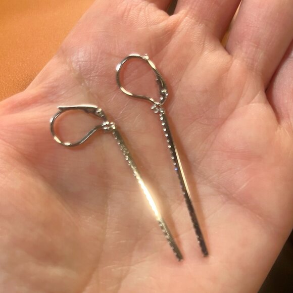 14k White Gold Diamond Matchstick Dangles - Picture 4 of 4